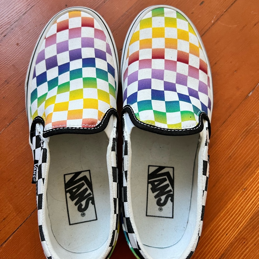 RARE! Vans Red and Orange Slip-On Sneakers Classic Style